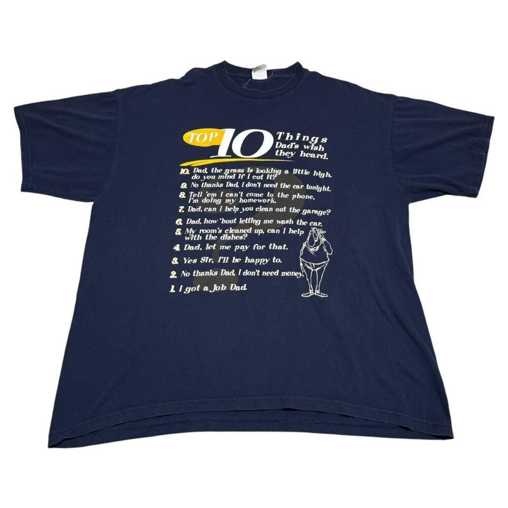 Vintage 2000s TSI 10‎ Things Dad's Wish They Heard Quote Comedy Shirt Adult XL